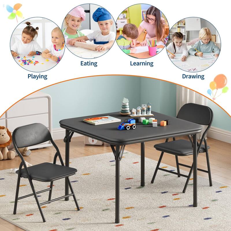 3/5-Piece Kids Folding Table and Chairs Set, Toddlers Children's Activity Table and Chairs Set