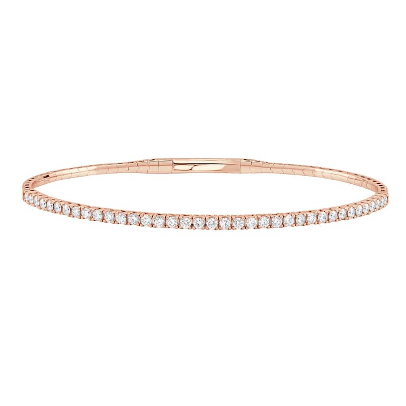 Auriya 14k Gold Lab Grown Diamond Bangle Bracelet 1.00 ct. tw. (E-F, SI1-SI2) - Rose