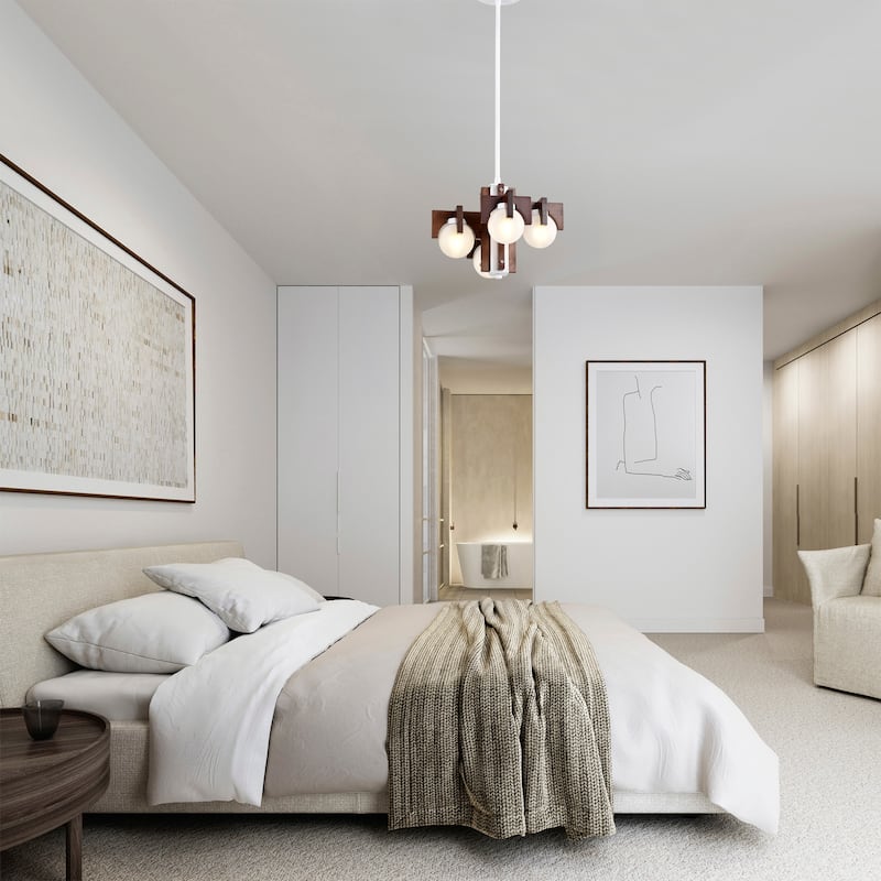 12" Tripner White Finish and Stained Wood Pendant Ceiling Lamp with Opaque Globes