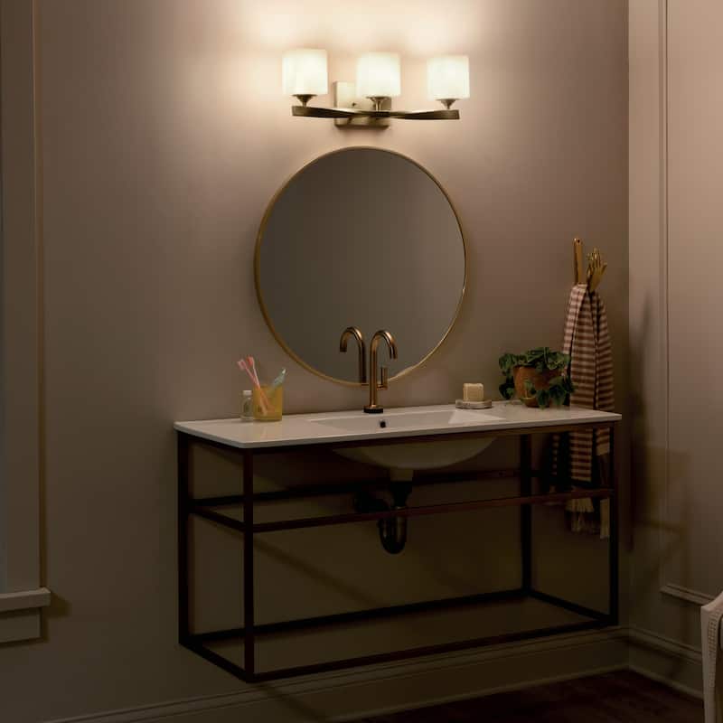 Kichler Lighting Marette 23 in. 3-Light Champagne Bronze Vanity Light with Satin Etched Cased Opal Glass
