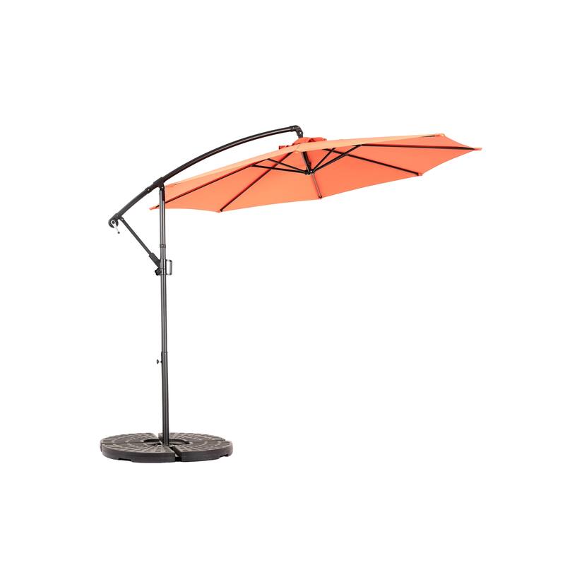 Hanging Patio Umbrella Polyester Parasol with Tilt Adjustment 8 Ribs, for Backyard Poolside - (Dark Green)