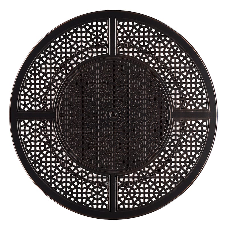 Round 44 in. x 44 in. Aluminum Propane Fire Pit Table with Glass Beads, Two Covers, Lid, 57,000 BTUs