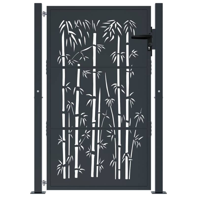 vidaXL Garden Gate Anthracite 39.4x49.2" Steel Bamboo Design - 41.3 x 51.2"