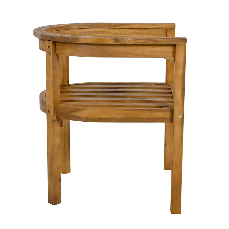 Roomfitters Abaco Outdoor Acacia Wood Dining Chairs with Beige Cushions, Teak Finish Set of 2