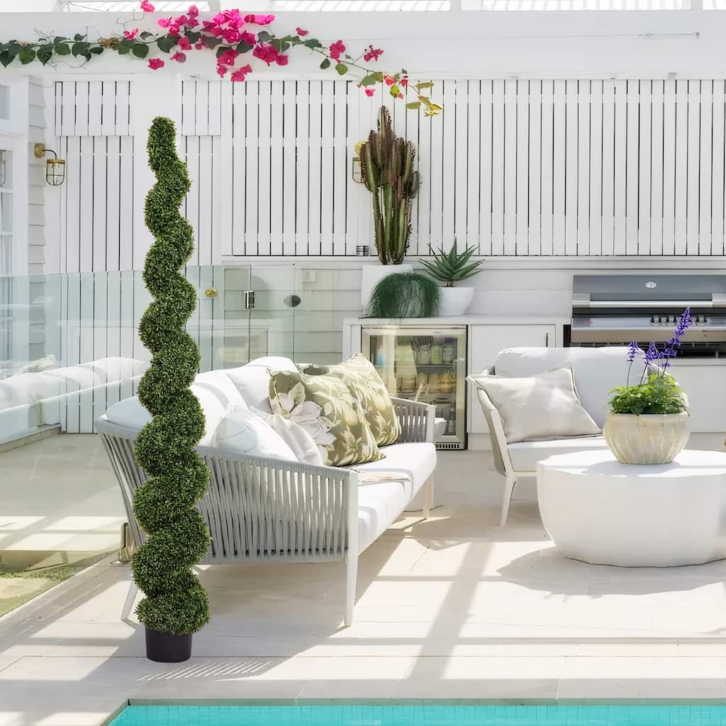 GDFStudio - Thaloren 6.9FT Spiral Topiary Tree Artificial Boxwood Elegance with Stable Weighted Base