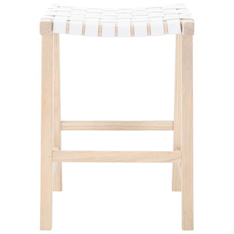 SAFAVIEH Didy 27-inch Woven Leather Rectangle Counter Stool - 19" W x 19" D x 27" H - 19Wx19Dx27H