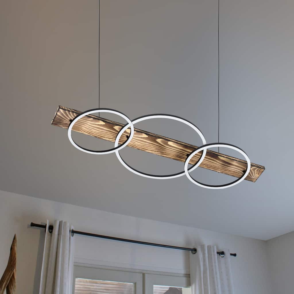 Boyal 3-Light Integrated LED Pendant with Black Shades