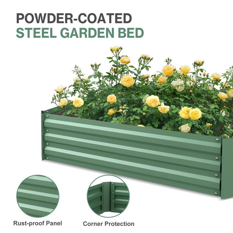 Aoodor 4.2x4.2x3 FT Raised Garden Bed Kit with Mini Greenhouse