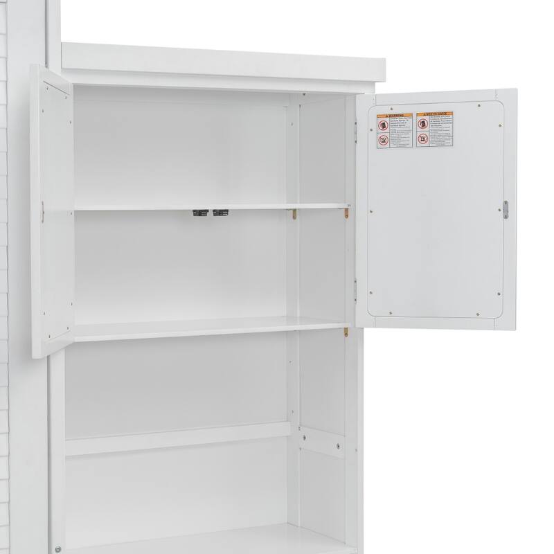 Classic Louvered Style Queen Size Murphy Bed with Storage Shelves