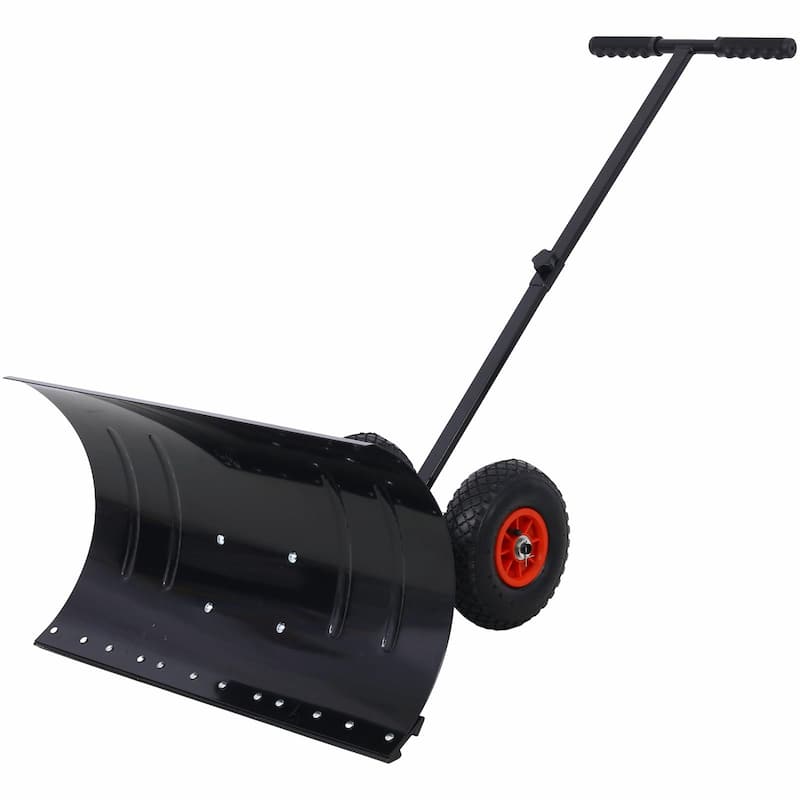 Wheeled Snow Shovel,Effortless Snow Removal with Adjustable Handle and Cushioned Comfort - 29" W x 16.5" H - 29" W x 16.5" H