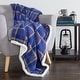 preview thumbnail 1 of 2, Reversible Fleece Blanket - 50-Inch x 60-Inch Machine-Washable Sherpa Throw by Windsor Home Plaid Blue/Yellow