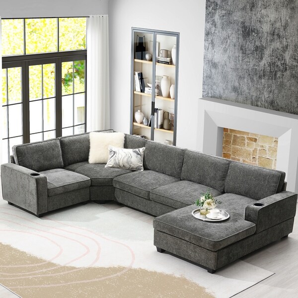 U Shaped Sectional Sofa wOversized Chaise Lounge Irregular U Shaped Sectional Sofa wOversized Chaise Lounge Irregular
