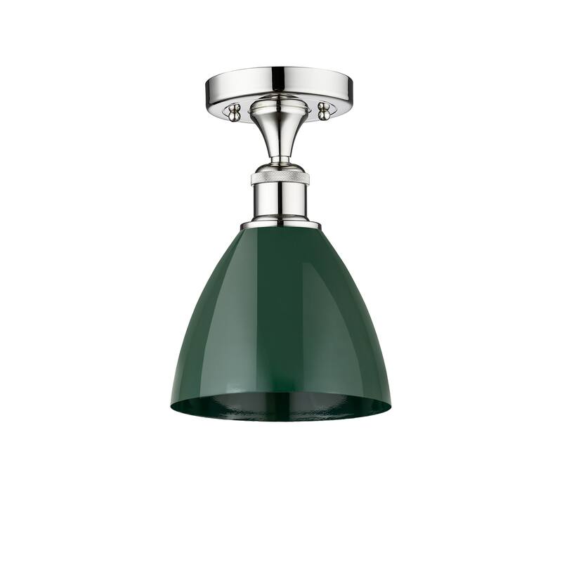 Innovations Lighting Edison Plymouth Dome - 1 Light 8" Semi-Flush Mount - Green/Polished Chrome