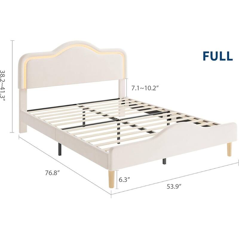 Bed Frame, Adjustable LED Headboard and Footboard