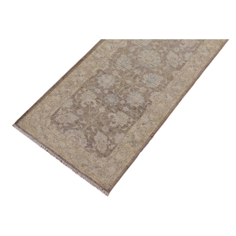 Oriental Ziegler Kathline Brown Ivory Hand-Knotted Wool Runner - 2'9'' x 9'10''