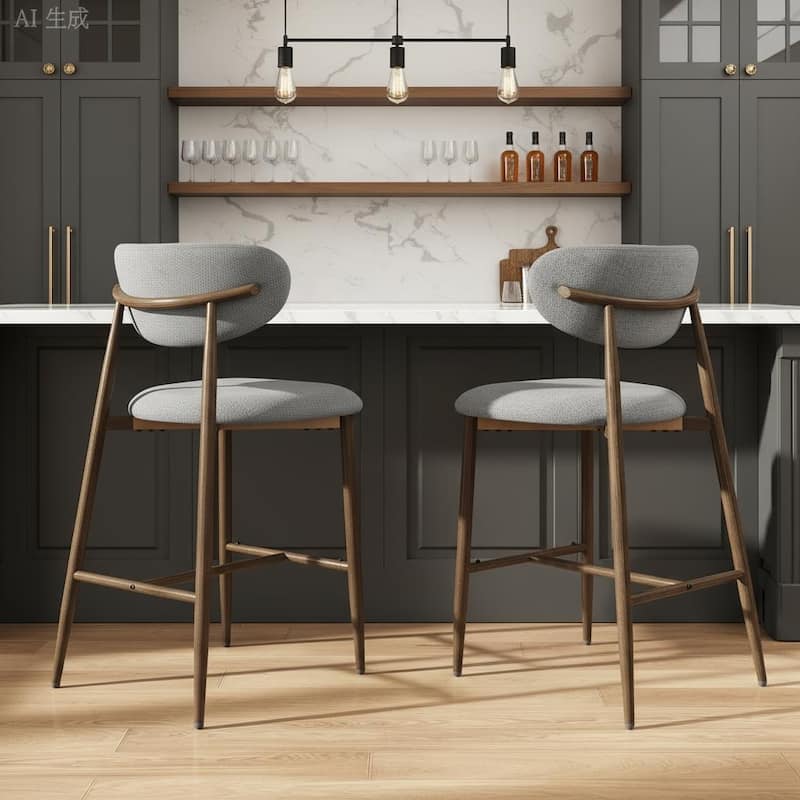 RENEWLINE 25 Inch Bar Stools with Backrest, Mid-Century Modern Counter Height Stools for Kitchen Island