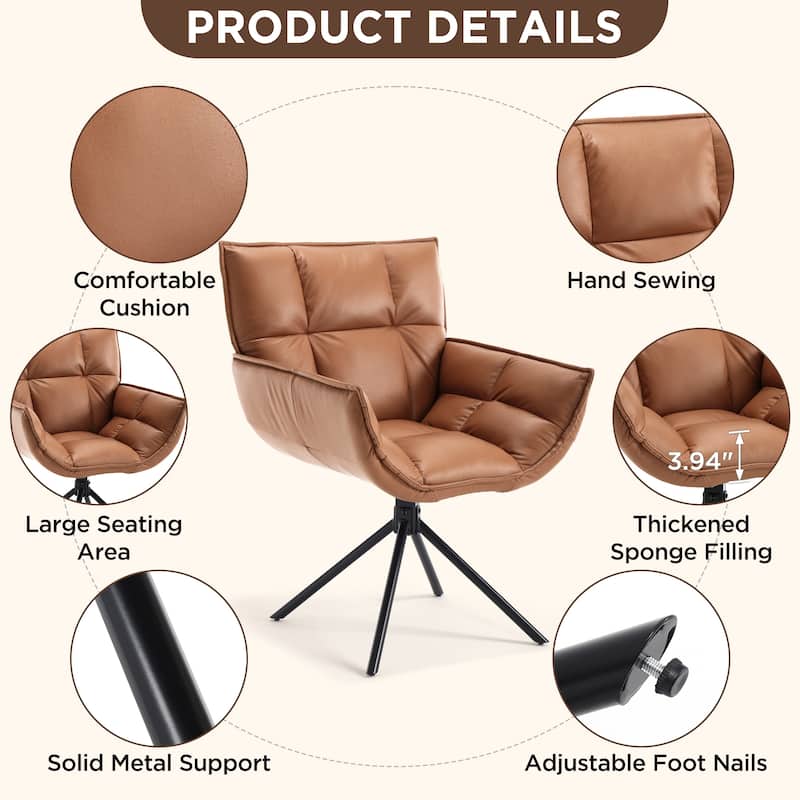 Faux Leather Upholstered Swivel Club Chair Accent Armchair (Set of 2)