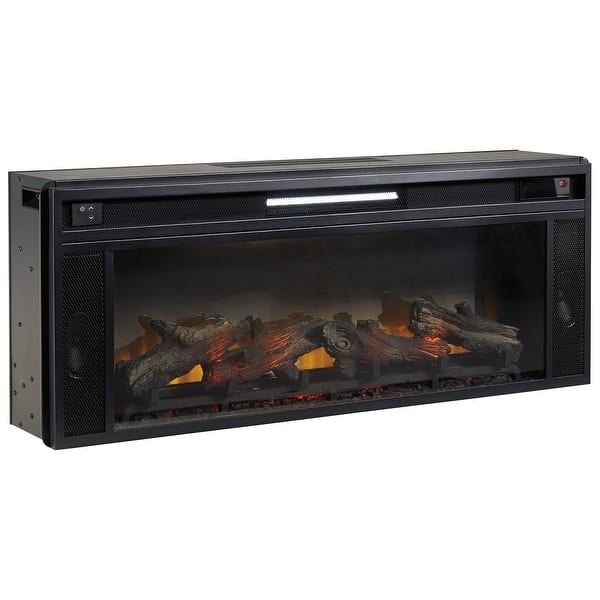 slide 2 of 5, 43 Inches Electric Fireplace Insert with Log Set Look, Black