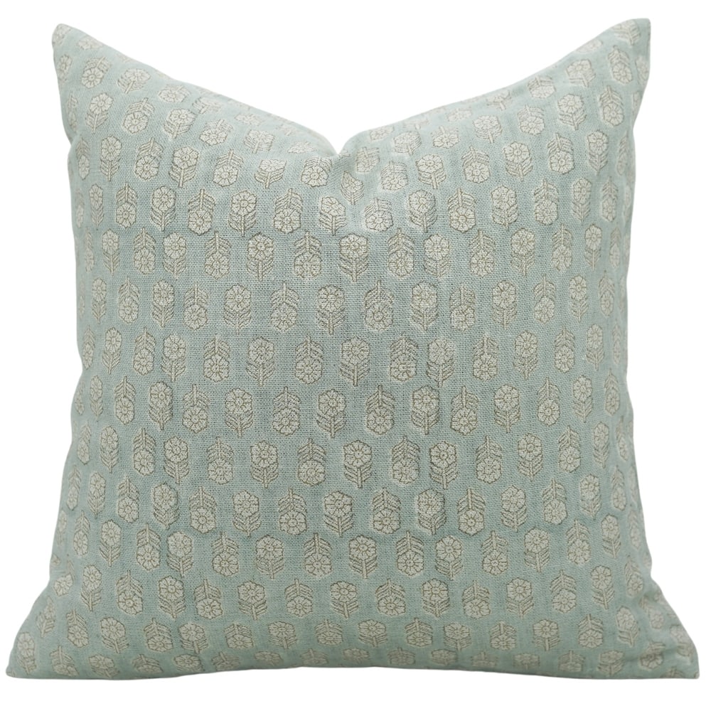 Fabdivine Handmade Block Print Linen Pillow Cover Living Room Decor,Tulsi Buti