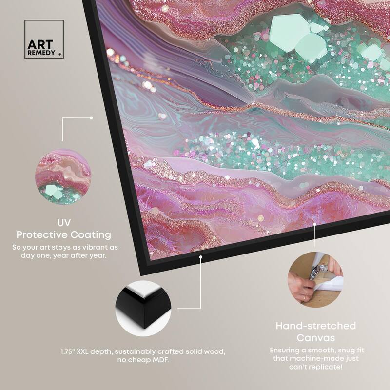 Pink and Mint Crystal II Canvas by Art Remedy
