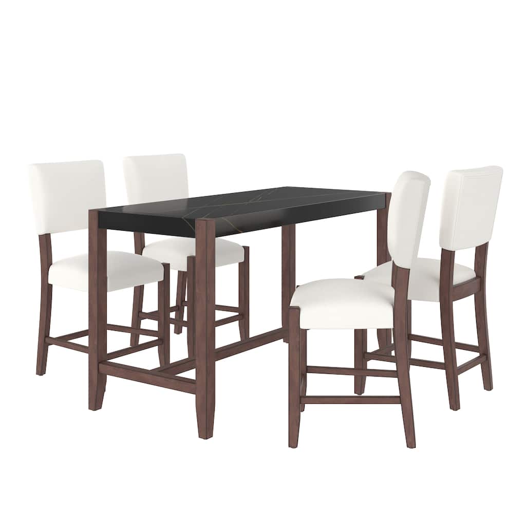 Dining Table Set Bar Table Upholstered Chair Black Beige Breakfast Nook