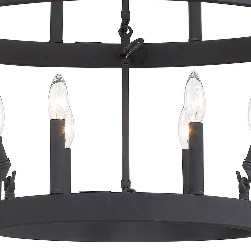 Acroma Farmhouse Black 15-light Tiered Chandelier for Dining Room - 27.5
