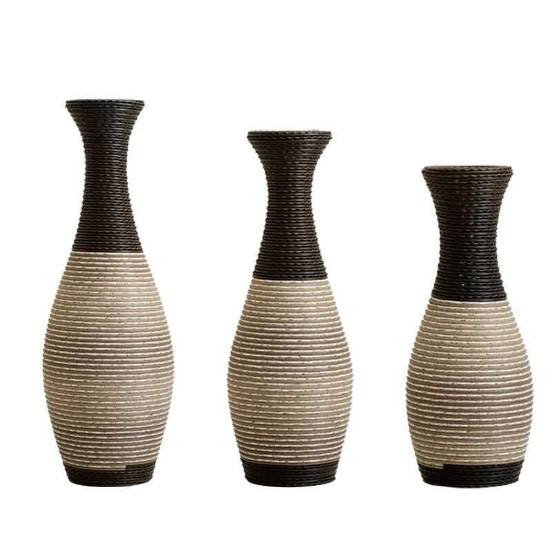 Desktop Vase, Brown Decorative Floor Vase, High Independent Flower Stand, Artificial Vine Vase, PVC Floor Vase, Set of 3
