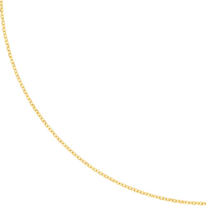 Curata 14k Yellow Gold 1.05mm Diamond Cut Cable Chain Necklace (Lobster)