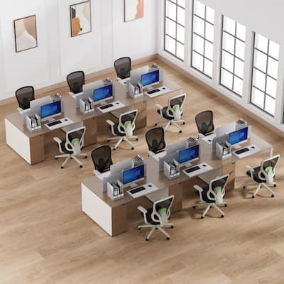 12 Person Attachable Workstation Desks with Chairs Combination