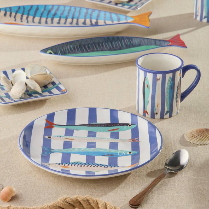 Certified International Something Fishy 11" Dinner Plates, Set of 4 - 11.00"L x 11.00"W x 1.00"H