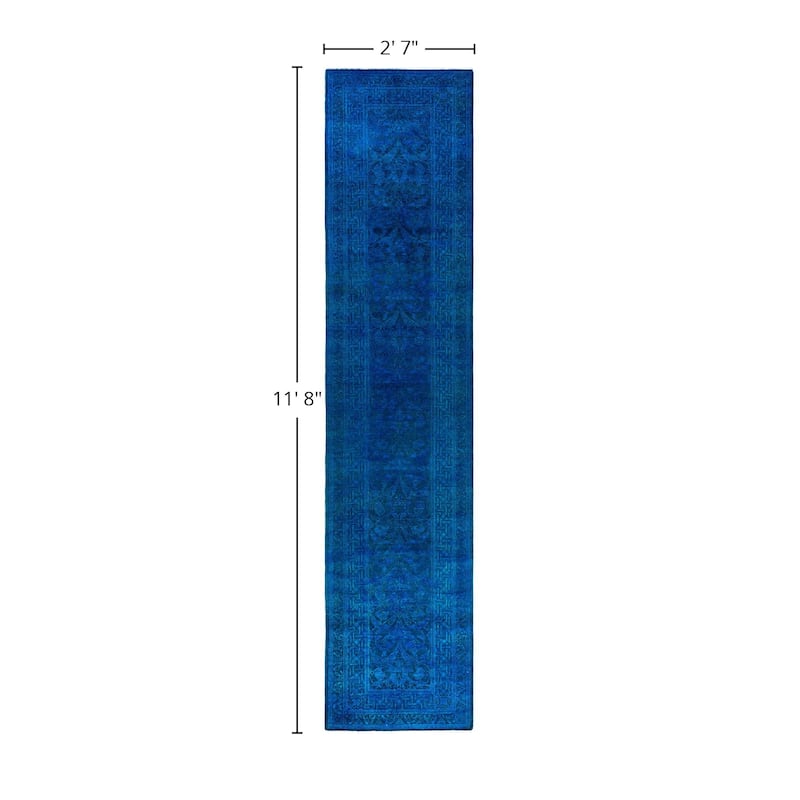 Fine Vibrance One-of-a-Kind Hand-Knotted Runner Rug - Blue, 2' 7" x 11' 8" - 2' 7" x 11' 8"