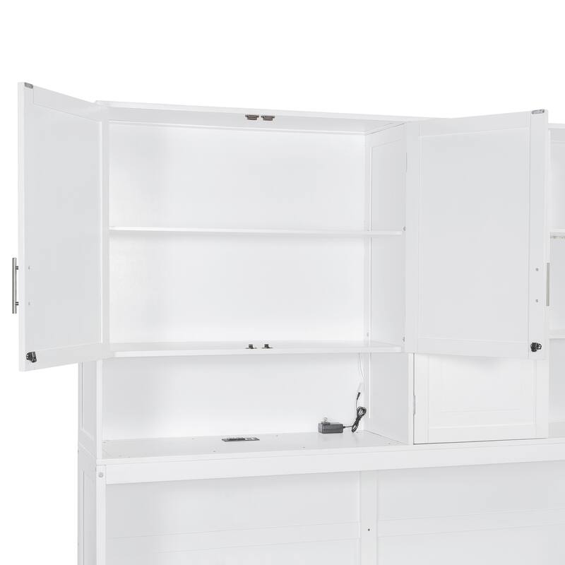 Cube Wall Cabinet Bed Space Saving Murphy Bed Foldable Wooden Bed with Top Cabinet and Light & USB, Twin Size Storage Daybed