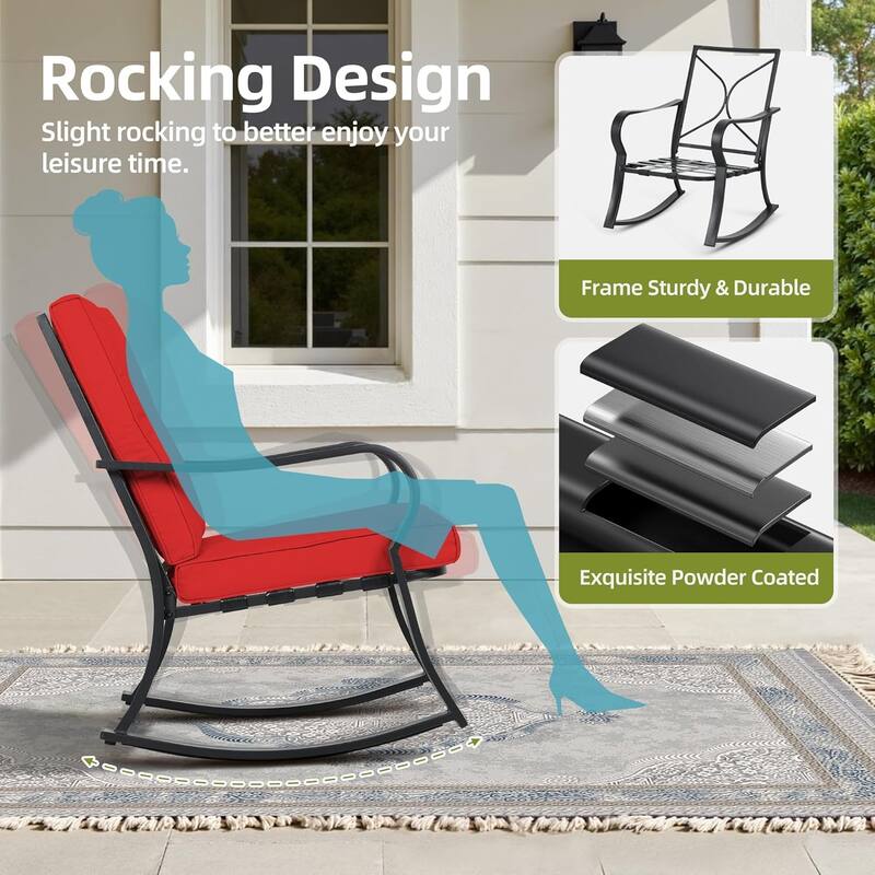 Solaura 3-piece Outdoor Patio Rocking Chairs Conversation Bistro Set
