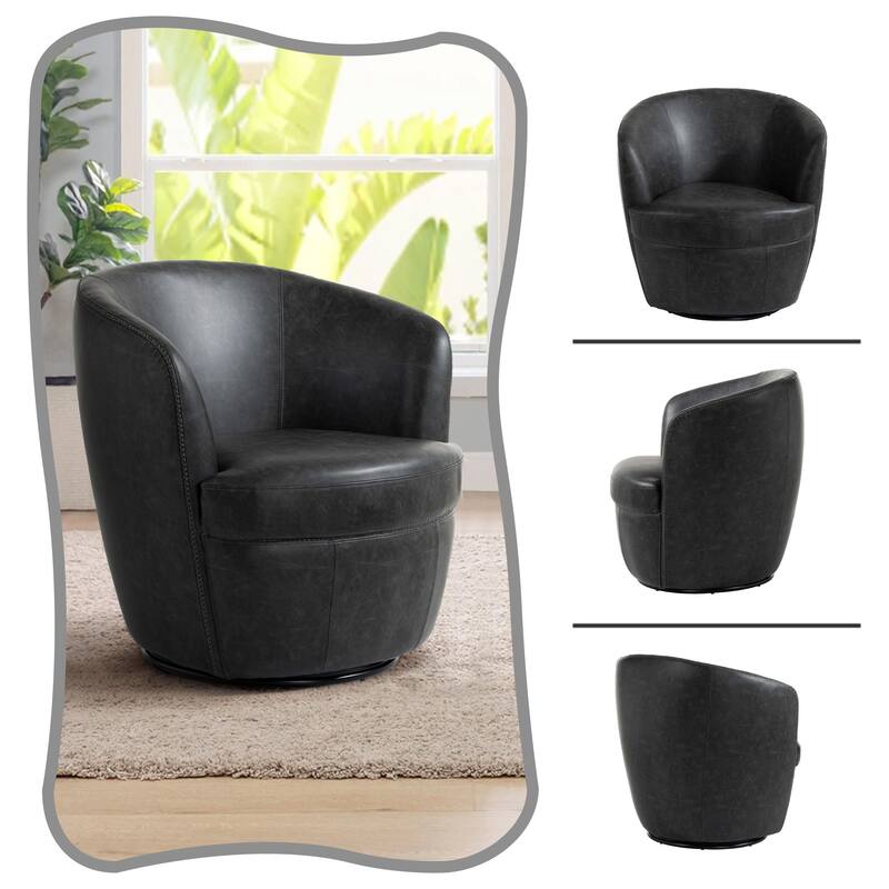 PU Leather Swivel Barrel Chair Set of 2