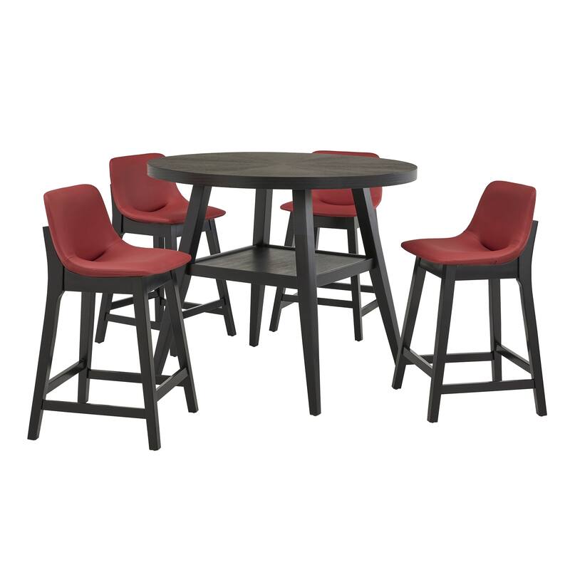 Savinhill Black Finish 44" Round Counter Height Dining Set by iNSPIRE Q Modern - Red