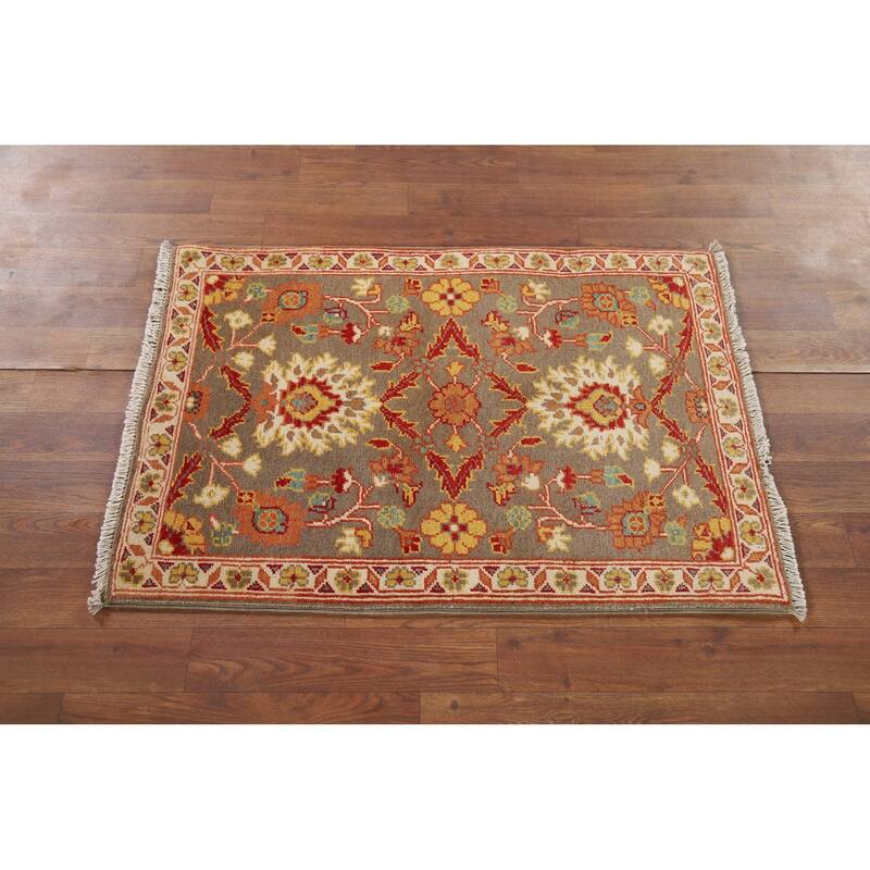 Kazak Oriental Foyer Rug Handmade Traditional Brown Wool Carpet - 2'2" x 3'0"