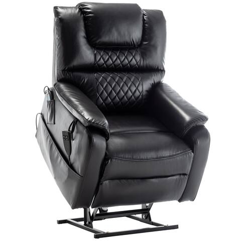 Faux Leather Dual Motor 180° Lay Flat Sleeping Infinite Position Electric Power Lift Heated Massage Recliner