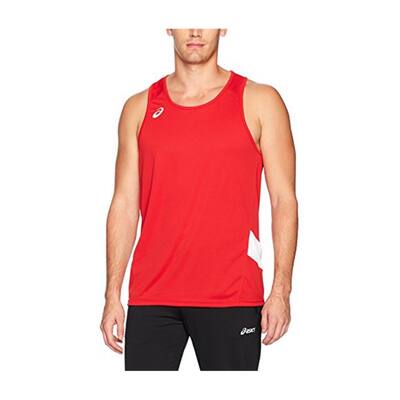 ASICS Mens Team Sweep Singlet Tank Top, Red, X-Large