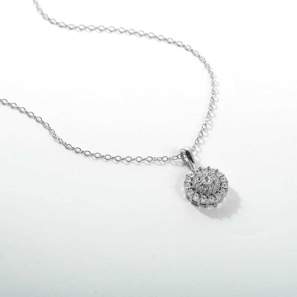 1/6ct Diamond Miracle Plate Floral Halo Pendant Necklace in Silver for Women - White