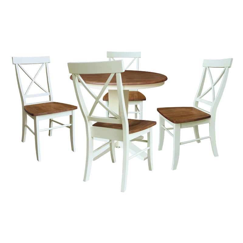 36" Solid Wood Round Top Pedestal Dining Table with Dining Chairs