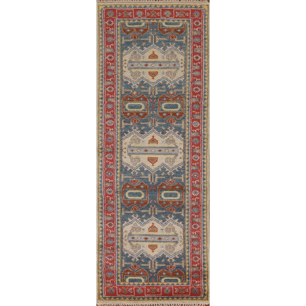 Blue Heriz Serapi Runner Rug Handmade Wool Carpet - 2'6"x 8'0"
