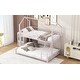 preview thumbnail 10 of 11, Twin Over Full Metal House Bunk Bed with Sloping Stairs, Pink