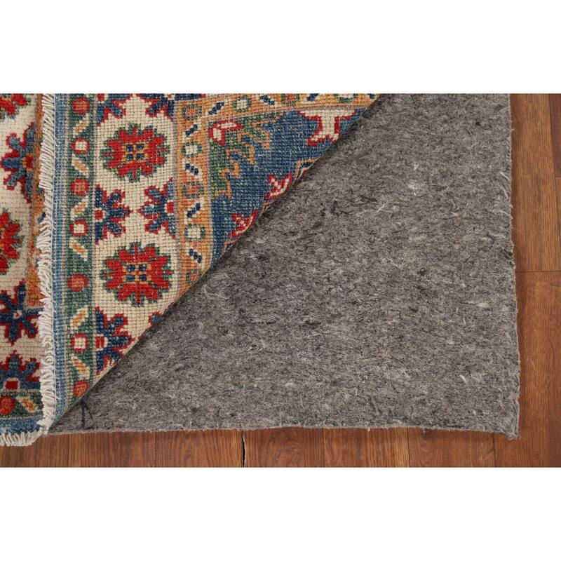 Hand Knotted Oriental 100% Wool Carpet Traditional Geometric Navy Blue & Blues Kazak Area Rug - 3' 1'' X 1' 11''