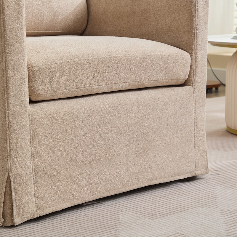 Chenille Upholstered Swivel Accent Chair, Single Sofa Chair with Removable Back Cushion, Lounge Armchair with Metal Base