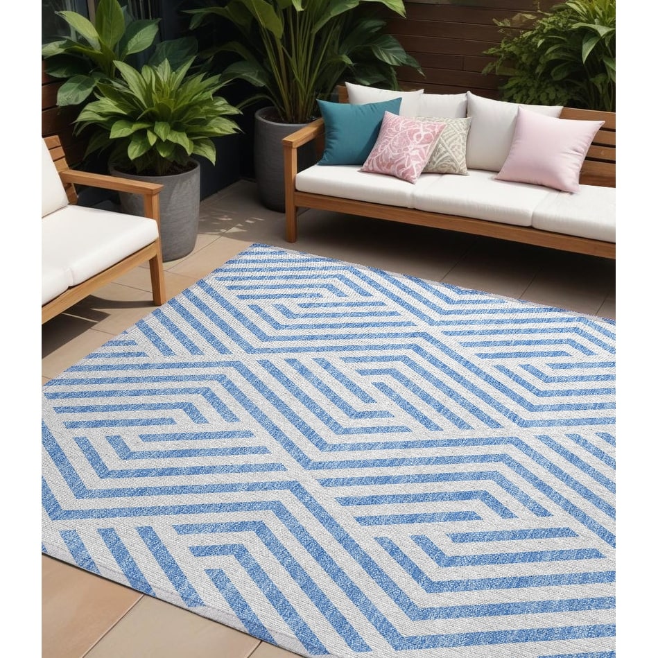 Cane Abstract Shapes Weather Resistant Versatile Elegance Outdoor Rug