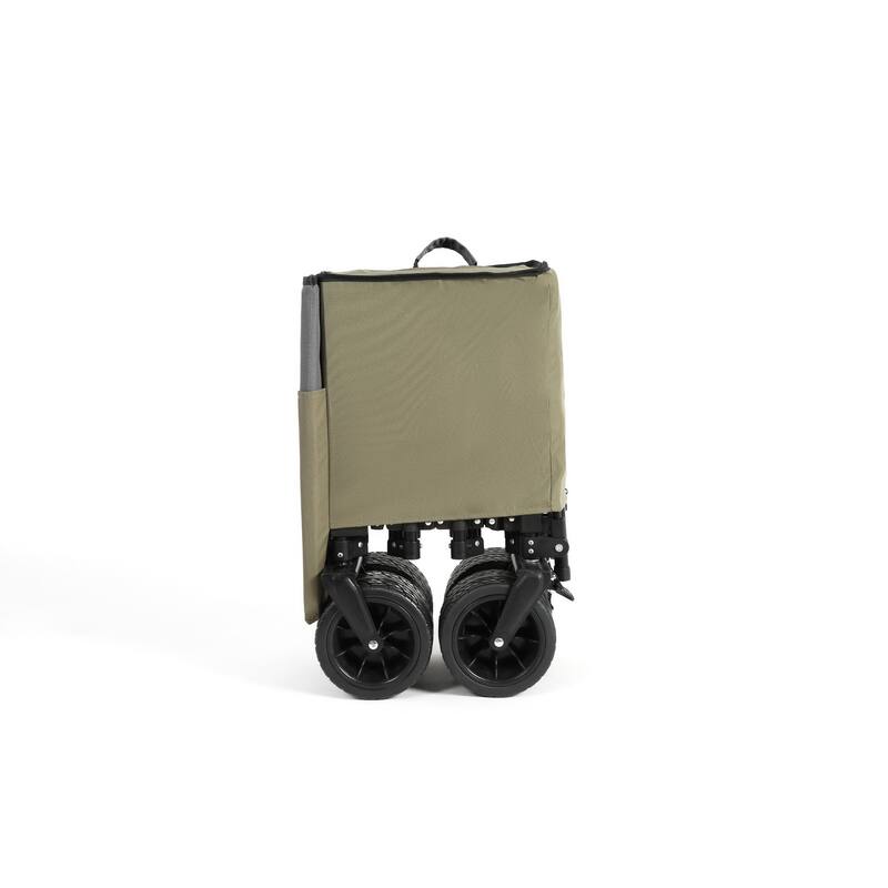 220lbs Weight Capacity Heavy Duty 300L Folding Utility Foldable Extended Wagon with All-Terrain Beach Wheels & Drink Holders