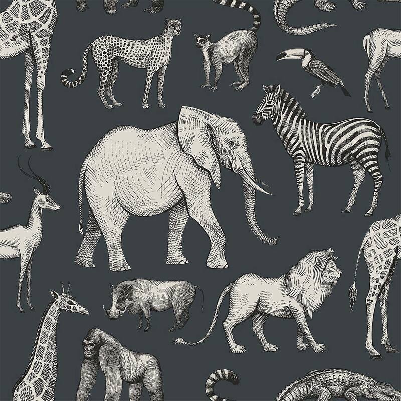 Chesapeake Kenji Navy Safari Wallpaper - 20.9 x 396 x 0.025