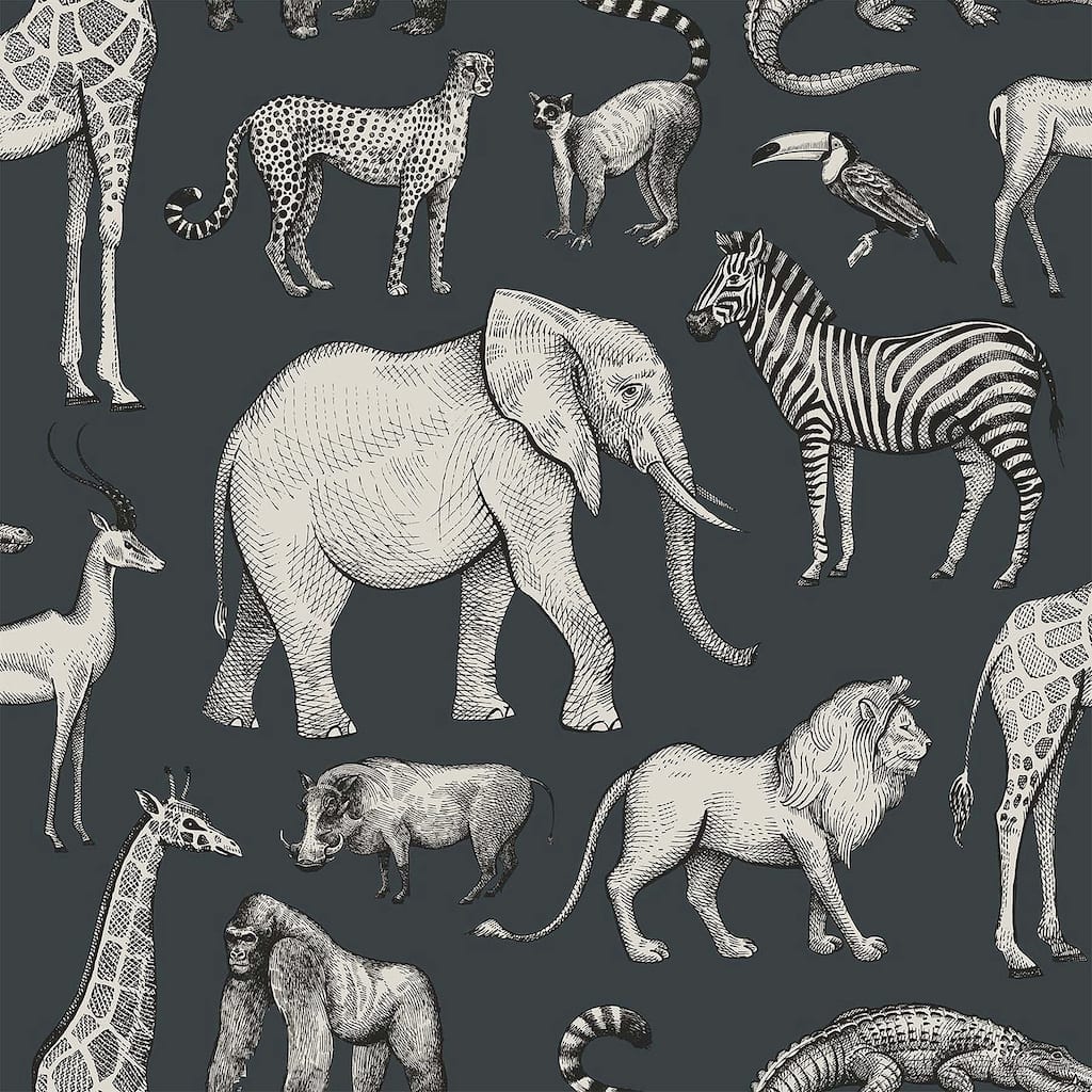 Chesapeake Kenji Navy Safari Wallpaper - 20.9 x 396 x 0.025