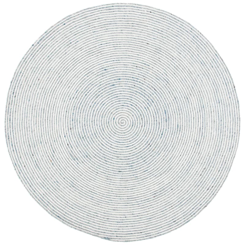 SAFAVIEH, Handmade Braided Bahrie Wool Rug - 6' Round - Grey/Ivory
