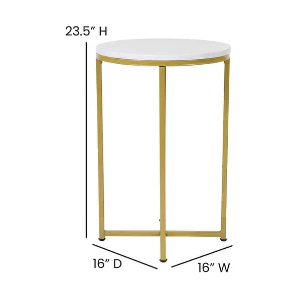 Hampstead Collection End Table Modern White Marble Finish Crisscross ...